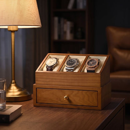 Le Boudoir sur une table de chevet, lampe allumée en ambiance de nuit