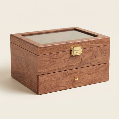 La Commode, boîte à montre 20 emplacements en bois, vue de face sur fond clair