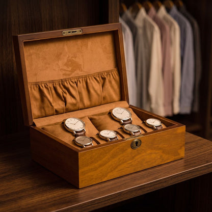 Le Secrétaire exposé dans un dressing en bois sombre